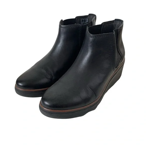Clarks Mazy Tisbury black leather wedge ankle boots size 8 - Picture 3 of 10